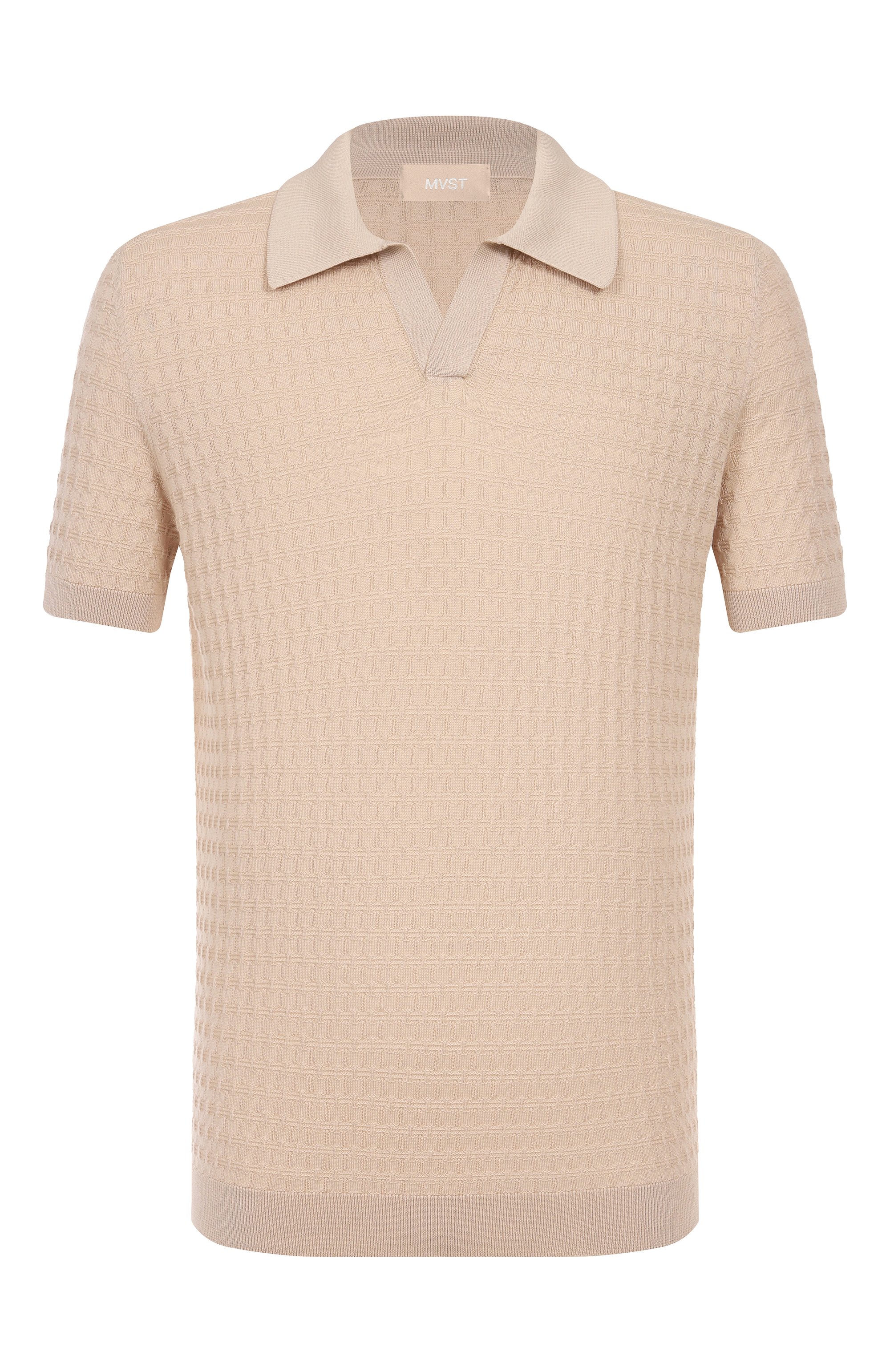 Поло из шелка и хлопка MVST бежевого цвета по цене 95500 руб., арт. MS61-650MU, фото 1 Поло из шелка и хлопка MVST, арт. MS61-650MU, фото 1