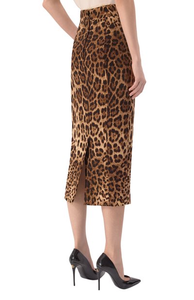 Шерстяная юбка DOLCE & GABBANA леопардового цвета по цене 165000 руб., арт. F4BZBT/FS2A3, фото 4 Шерстяная юбка DOLCE & GABBANA, арт. F4BZBT/FS2A3, фото 4