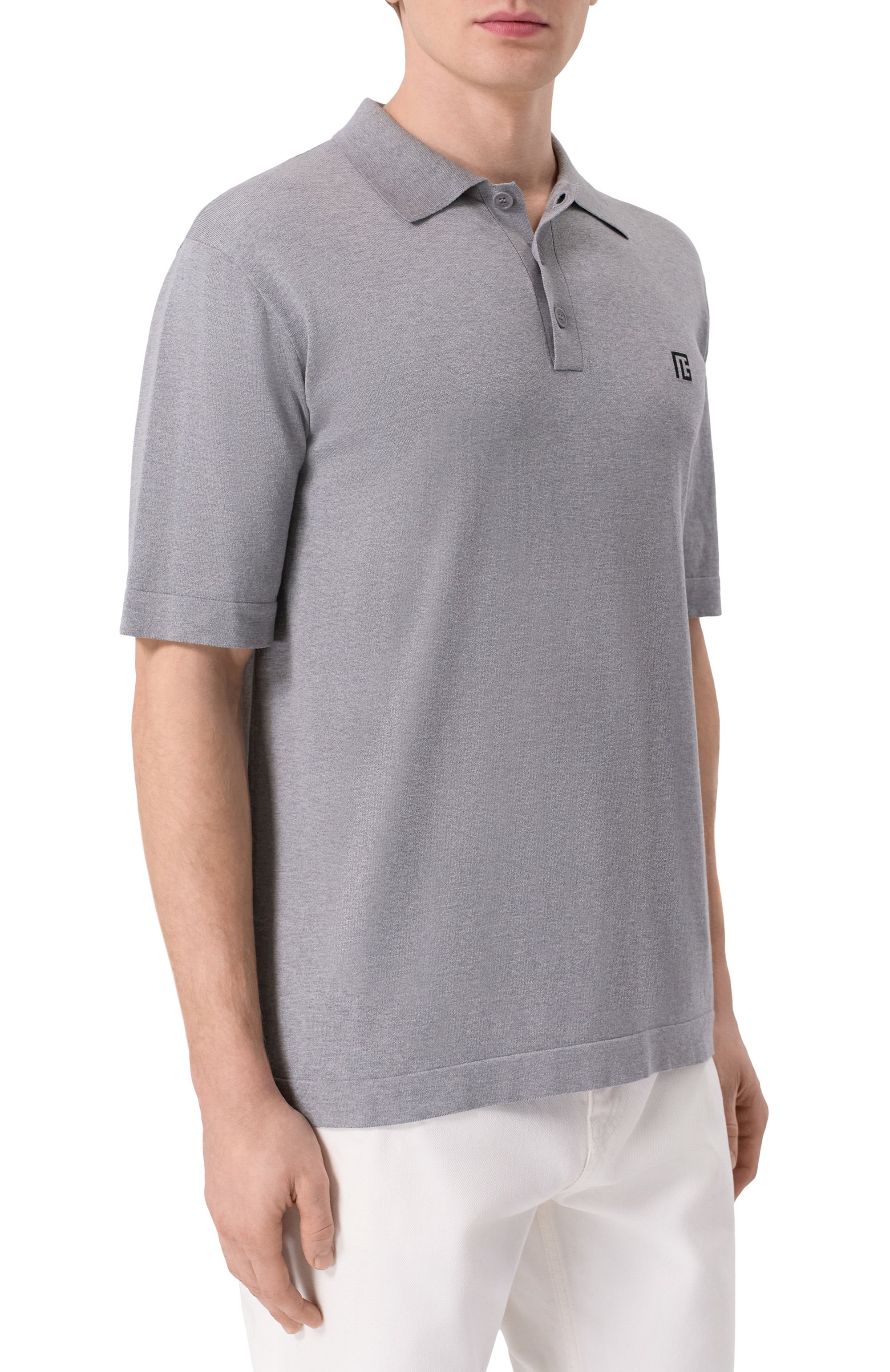 Поло из шелка и хлопка BALMAIN, арт. GH1GB044/KJ53, фото 3