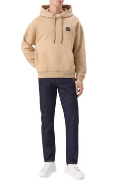 Мужские джинсы DOLCE & GABBANA темно-синего цвета, арт. GY07CZ/G8ME9 | Фото 2 (Драгоценные камни: Проставлено; Материал сплава: Проставлено; Длина (брюки, джинсы): Стандартные; Силуэт М (брюки): Прямые; Материал внешний: Деним, Хлопок; Кросс-КТ: Деним; Стили: Повседневный; Детали: Нашивки)