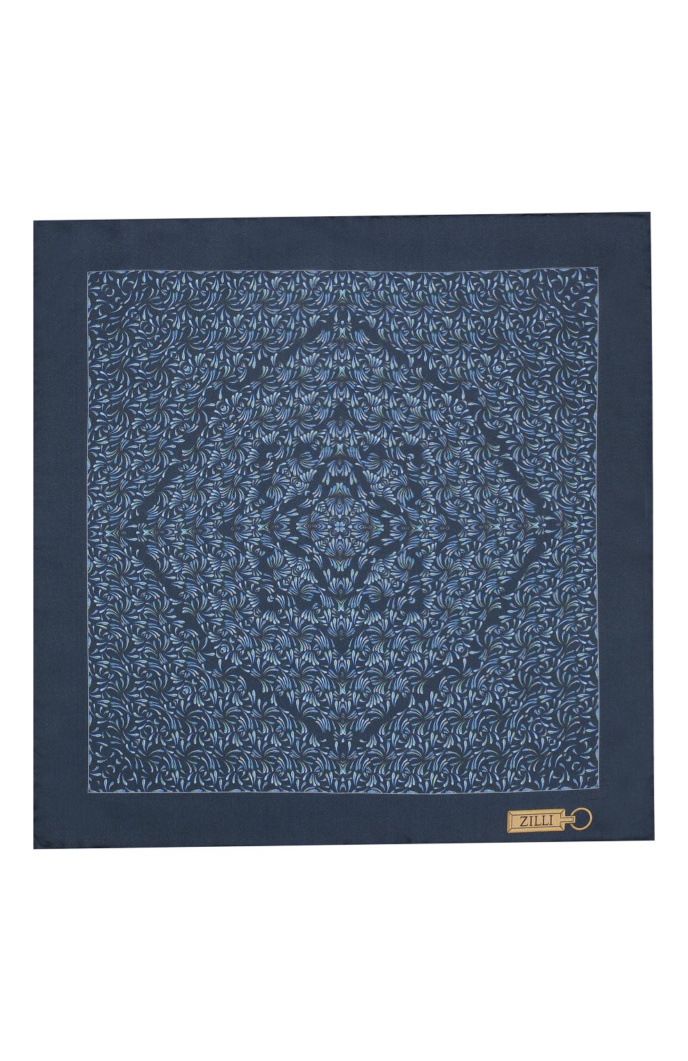 Шелковый платок ZILLI темно-синего цвета по цене 8995 руб., арт. 50706/HANDKERCHIEFS, фото 3 Шелковый платок ZILLI, арт. 50706/HANDKERCHIEFS, фото 3