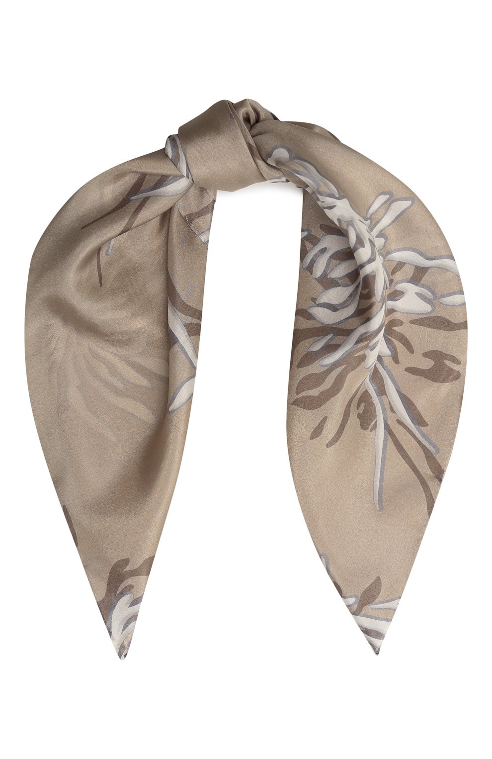 Шелковый платок BRUNELLO CUCINELLI темно-бежевого цвета по цене 45700 руб., арт. MF0U0008, фото 1 Шелковый платок BRUNELLO CUCINELLI, арт. MF0U0008, фото 1