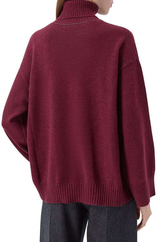 Кашемировый свитер Brunello Cucinelli M12723003 Бордовый  M12723003 Фото 4