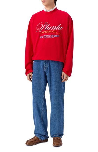 Хлопковый лонгслив PLANTA ROSA, арт. PR/L01.1/MOTOROIL-WHITE/220