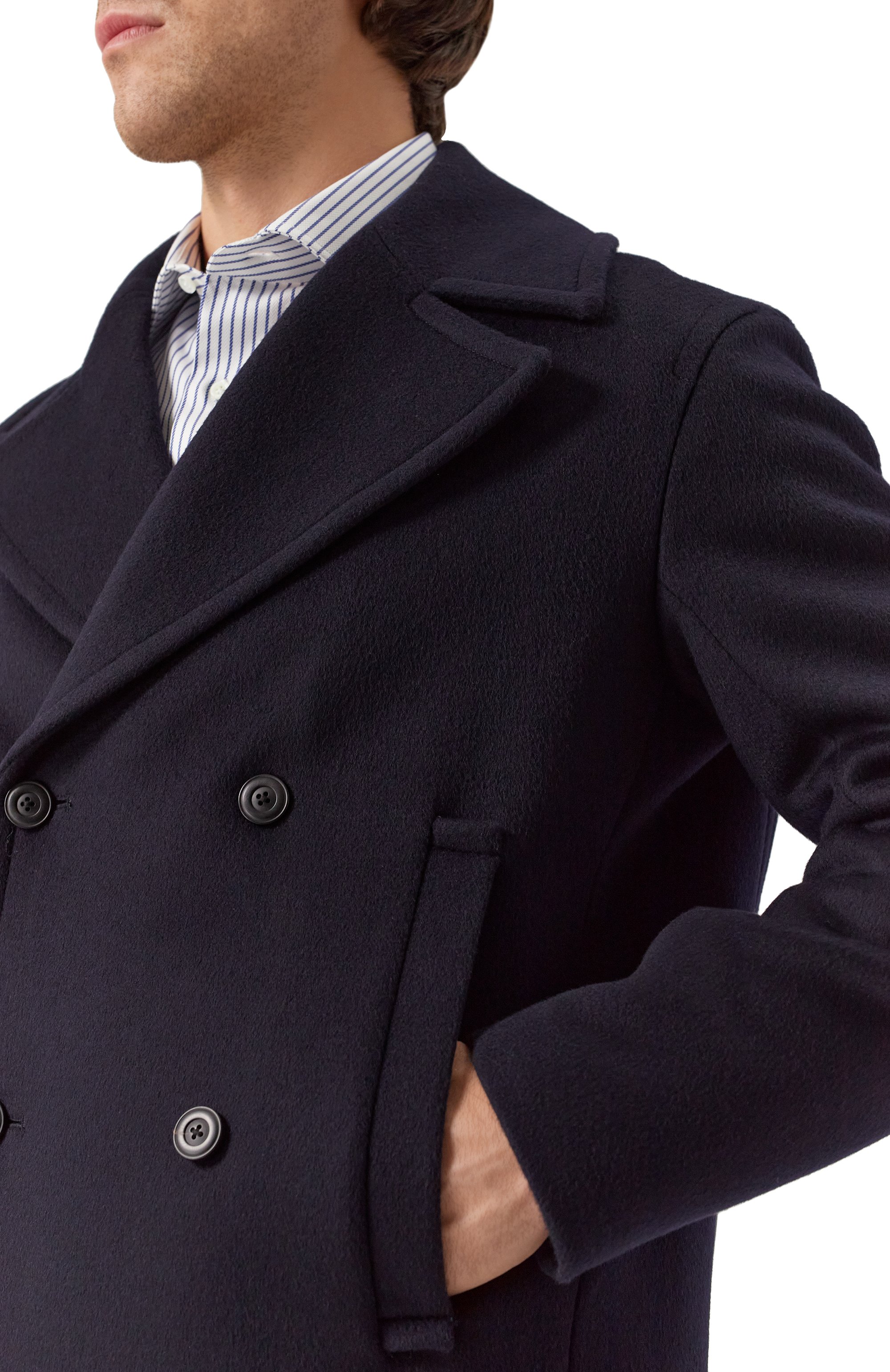 Шерстяное пальто EMPORIO ARMANI темно-синего цвета по цене 91950 руб., арт. 6D1BA6/1NMYZ, фото 5 Шерстяное пальто EMPORIO ARMANI, арт. 6D1BA6/1NMYZ, фото 5