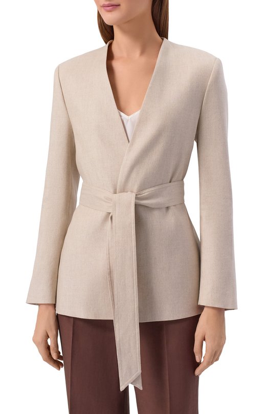 Жакет изо льна и вискозы Lorena Antoniazzi P2639GA18A/5154 Бежевый  P2639GA18A/5154 Фото 3