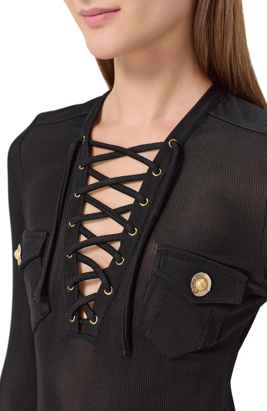 Пуловер из вискозы Balmain FF1GD019/JC55 Чёрный  FF1GD019/JC55 Фото 5