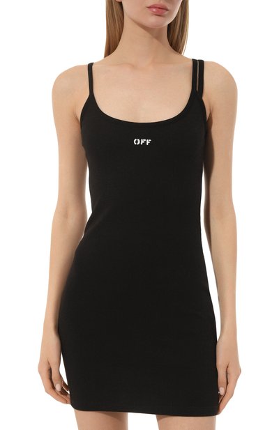 Хлопковое платье OFF-WHITE черного цвета по цене 42200 руб., арт. OWDB304C99JER0011001, фото 3 Хлопковое платье OFF-WHITE, арт. OWDB304C99JER0011001, фото 3
