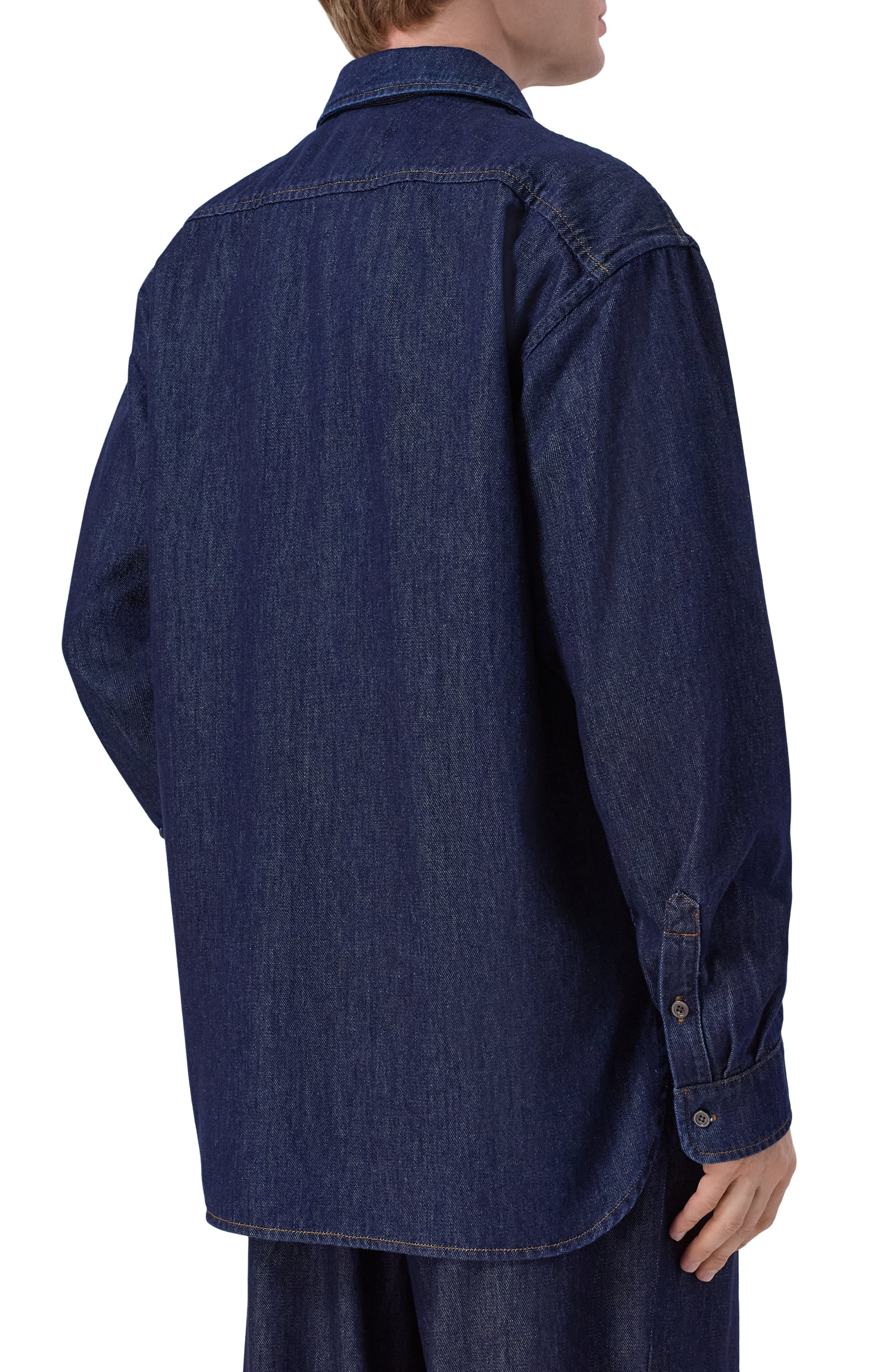 Джинсовая рубашка DRIES VAN NOTEN темно-синего цвета по цене 67550 руб., арт. 020775/3385, фото 4 Джинсовая рубашка DRIES VAN NOTEN, арт. 020775/3385, фото 4