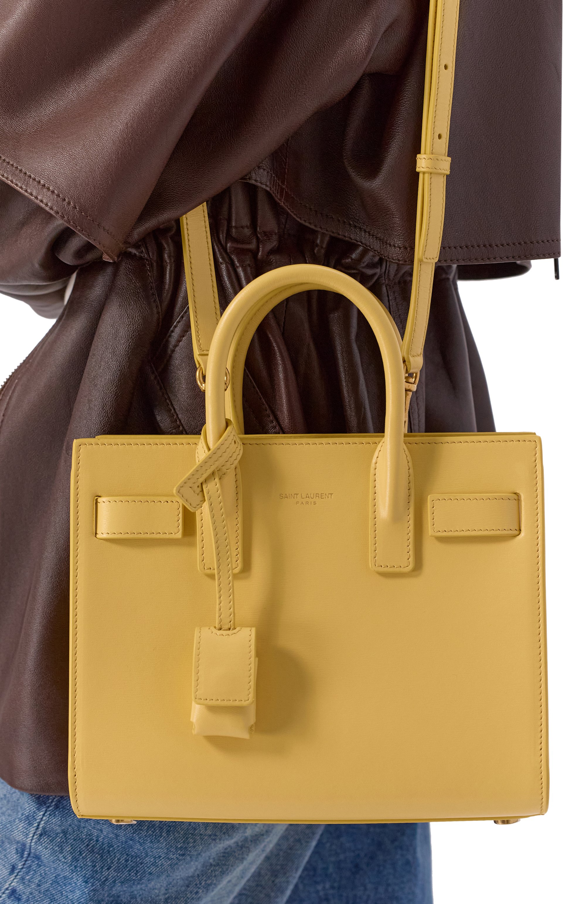 Сумка sac de jour nano SAINT LAURENT желтого цвета по цене 339000 руб., арт. 392035/02G9W, фото 2 Сумка sac de jour nano SAINT LAURENT, арт. 392035/02G9W, фото 2