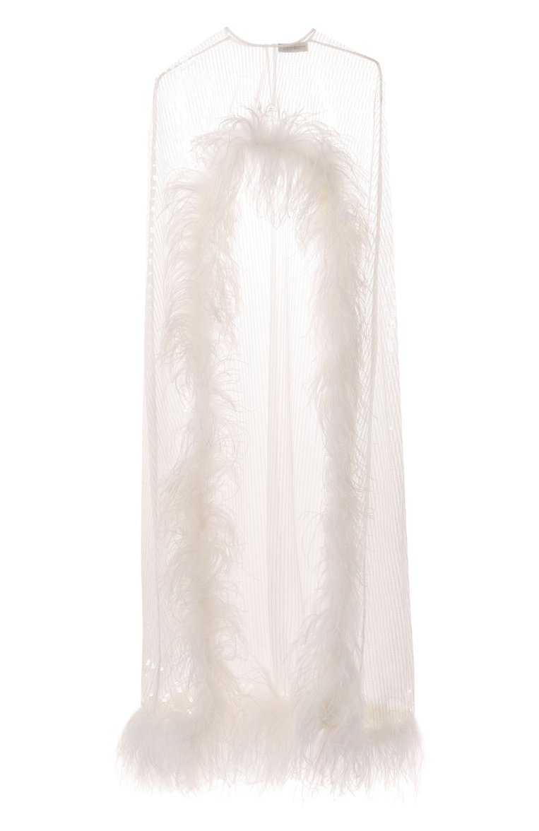 Накидка с отделкой перьями THE NEW ARRIVALS ILKYAZ OZEL, арт. VIVI CAPE IN PURE WHITE, фото 1