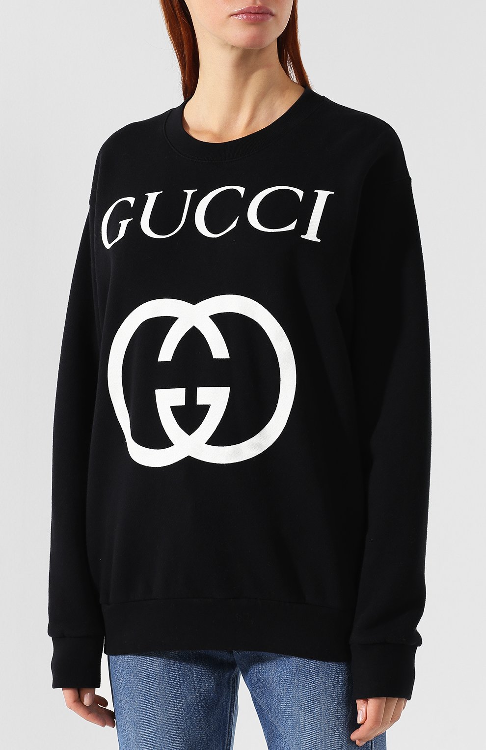 Хлопковый пуловер с логотипом бренда GUCCI черного цвета по цене 113760 руб., арт. 469250/X3Q25, фото 3 Хлопковый пуловер с логотипом бренда GUCCI, арт. 469250/X3Q25, фото 3