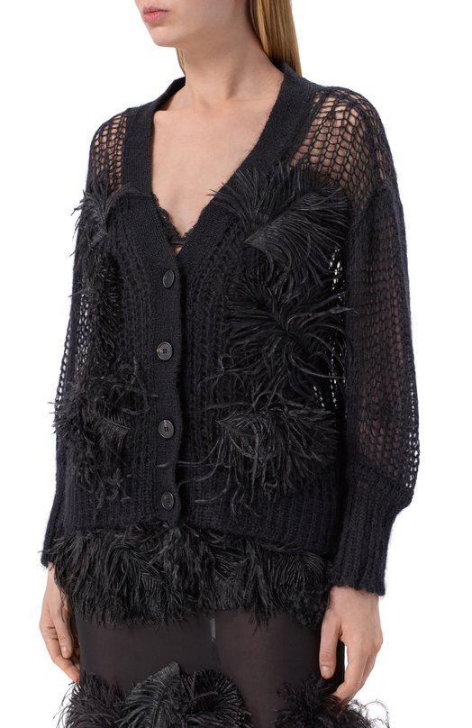 Шерстяной кардиган The Attico 260WCD00011/KMX002FS Чёрный  260WCD00011/KMX002FS Фото 3