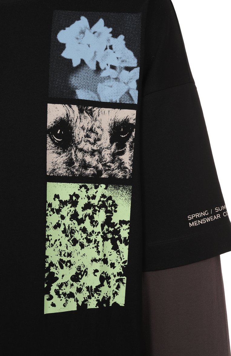 Мужская хлопковый лонгслив DRIES VAN NOTEN черного цвета, арт. 251-021119-1603 | Фото 6 (Длина (для топов): Стандартные; Материал внешний: Хлопок; Рукава: Длинные; Мужское Кросс-КТ: Футболка-одежда; Стили: Гранж; Принт: С принтом)
