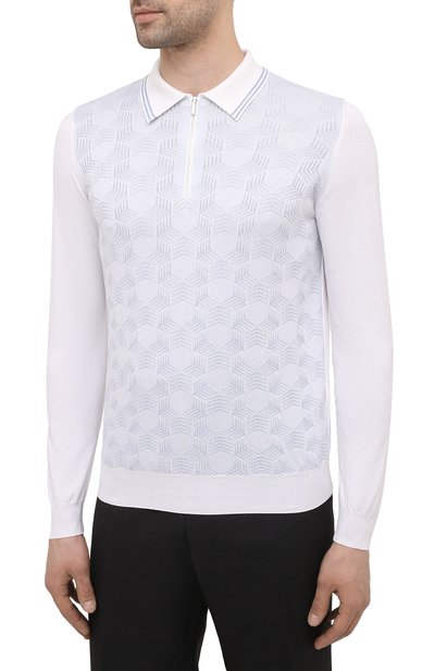 Поло из шелка и хлопка ZILLI белого цвета по цене 124500 руб., арт. MBV-PZ072-NECL1/ML01, фото 3 Поло из шелка и хлопка ZILLI, арт. MBV-PZ072-NECL1/ML01, фото 3