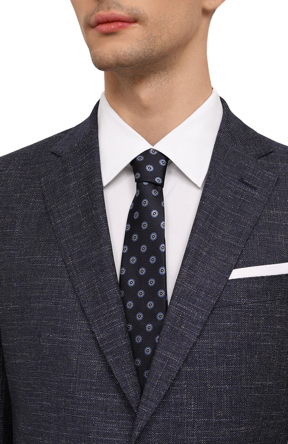 Шелковый галстук CANALI темно-синего цвета по цене 17550 руб., арт. 18/HJ04152, фото 2 Шелковый галстук CANALI, арт. 18/HJ04152, фото 2