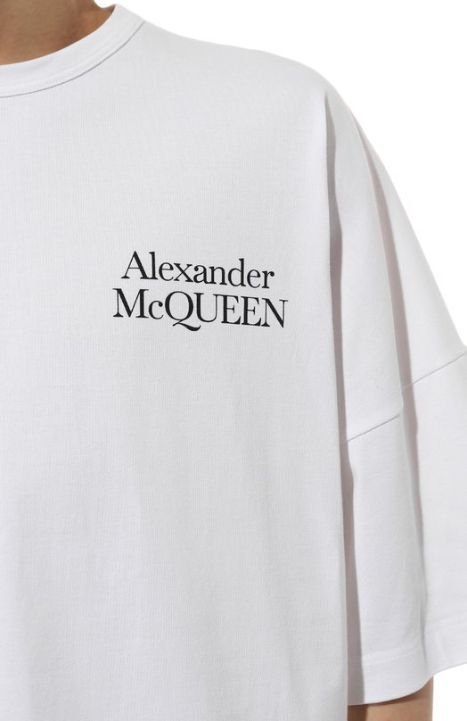 Хлопковая футболка Alexander McQueen 750655/QVZ06 Белый  750655/QVZ06 Фото 5