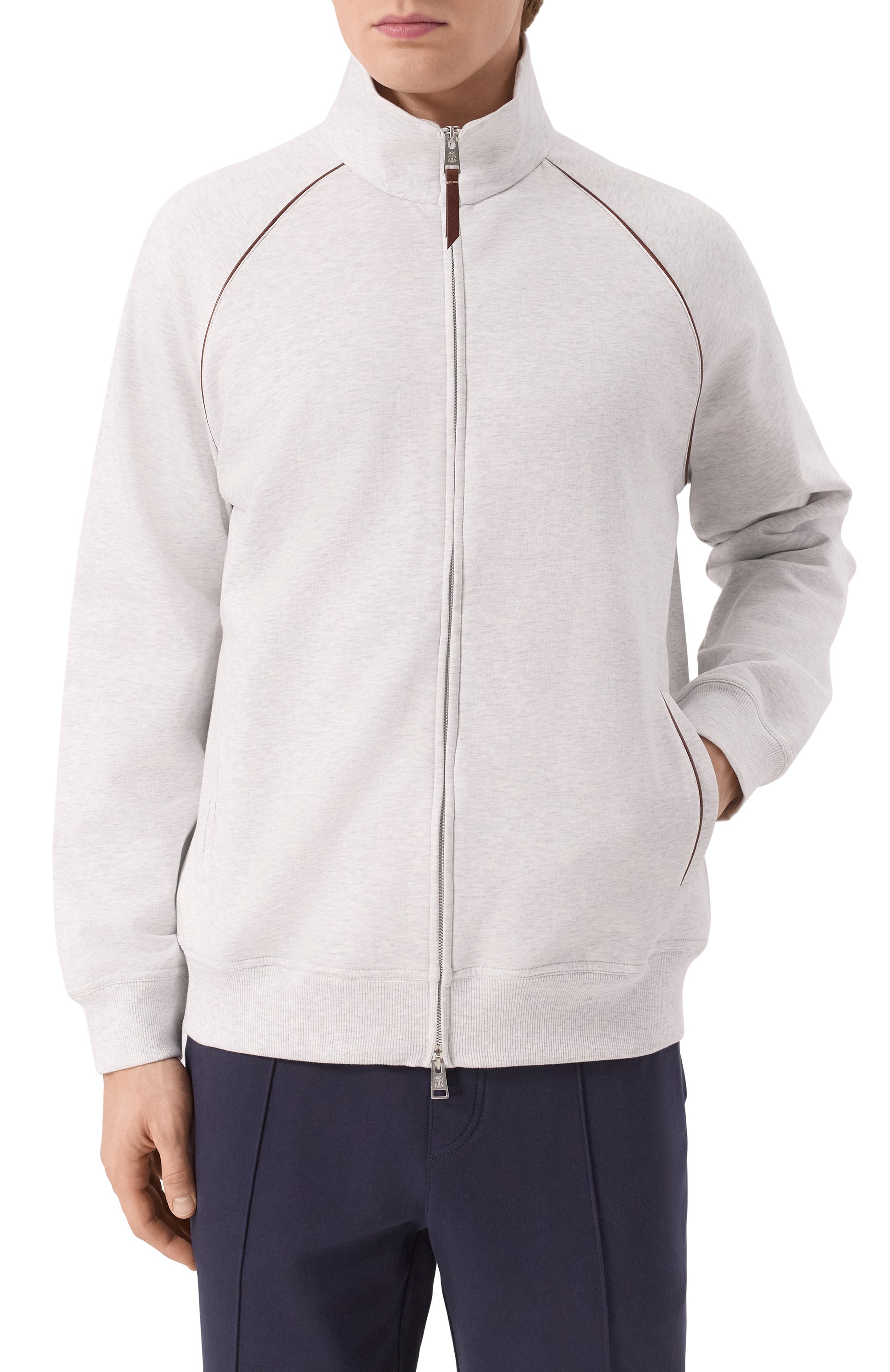 Хлопковая толстовка BRUNELLO CUCINELLI светло-серого цвета по цене 165000 руб., арт. MW8639087G, фото 3 Хлопковая толстовка BRUNELLO CUCINELLI, арт. MW8639087G, фото 3