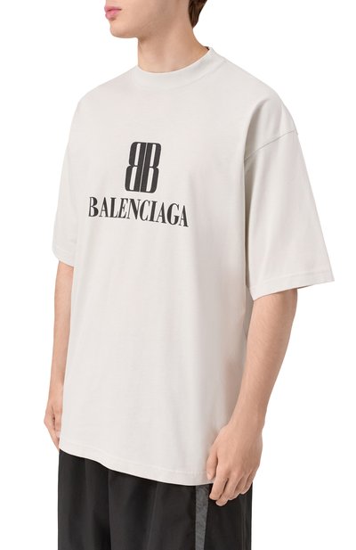 Хлопковая футболка BALENCIAGA белого цвета по цене 77950 руб., арт. 764235/TSVU4, фото 3 Хлопковая футболка BALENCIAGA, арт. 764235/TSVU4, фото 3