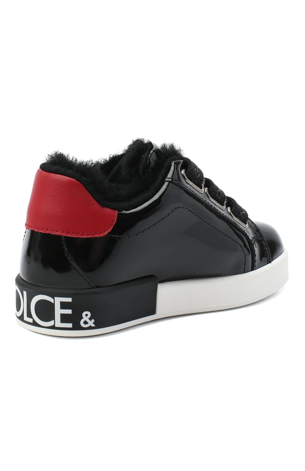 Кожаные кеды с меховой отделкой DOLCE & GABBANA, арт. D10876/A7037/24-28, фото 3
