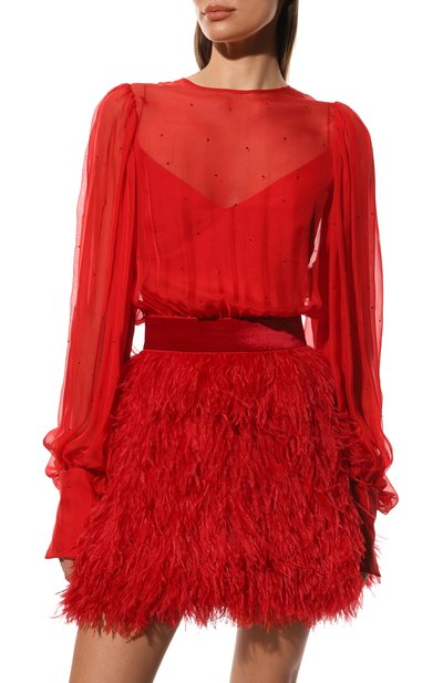 Шелковое платье с отделкой перьями YANA DRESS, арт. 1-23/5-699-4306, фото 3