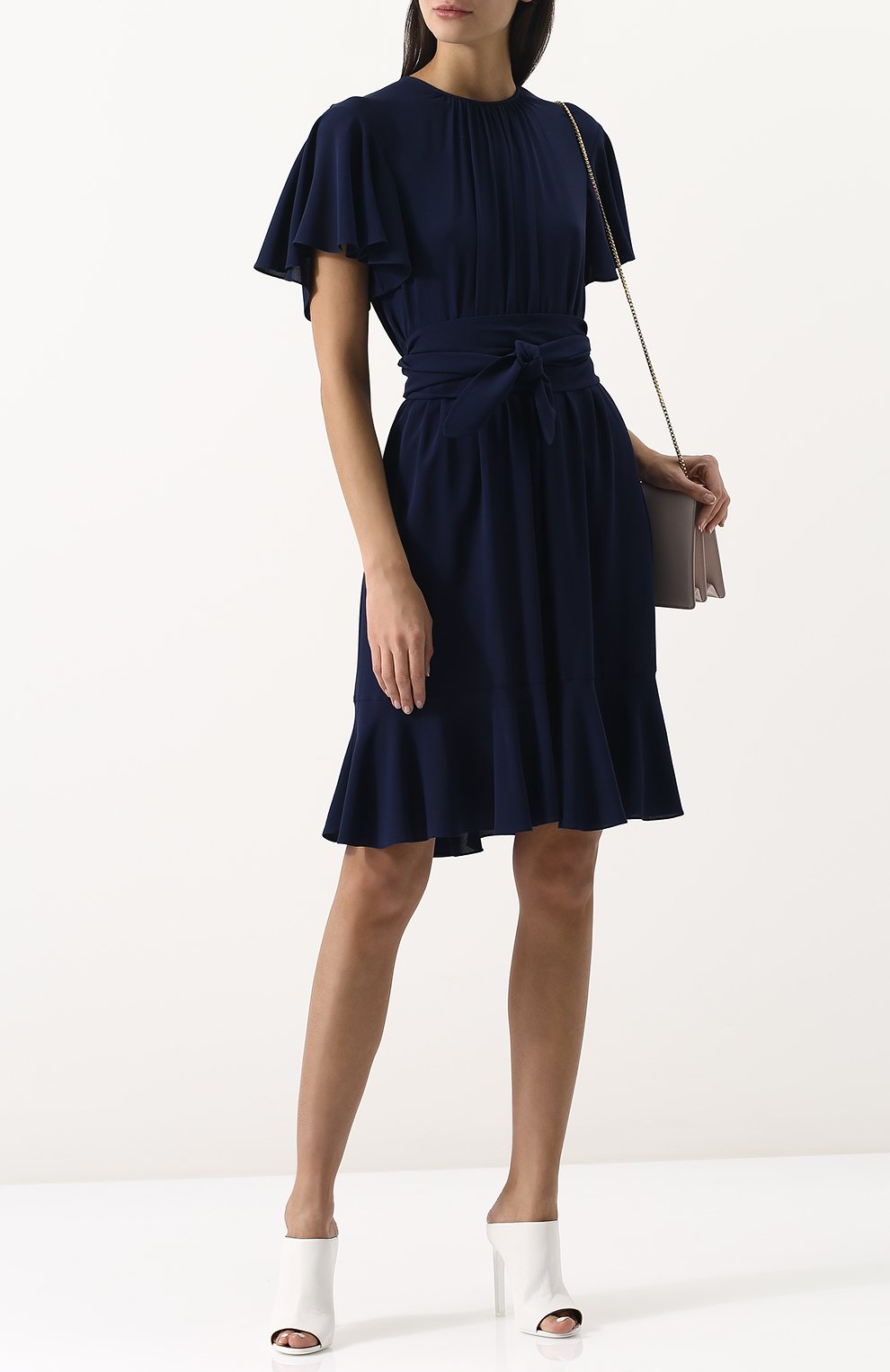 Приталенное шелковое мини-платье с поясом MICHAEL KORS COLLECTION, арт. KDK/422AKK552B, фото 2