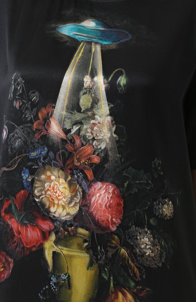Удлиненный шелковый топ с принтом GUCCI, арт. 494056/XT522, фото 5