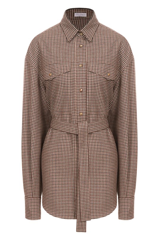 Шерстяная рубашка Brunello Cucinelli MB149MQ206 Коричневый MB149MQ206