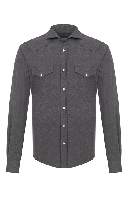 Мужская хлопковая рубашка BRUNELLO CUCINELLI, арт. ME8546666