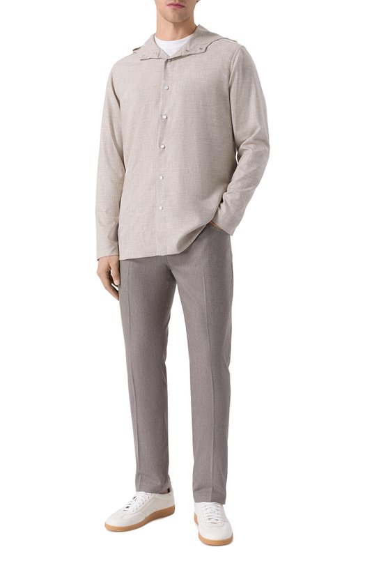 Шерстяные брюки Kiton UPNJSK0171H02 Бежевый  UPNJSK0171H02 Фото 2