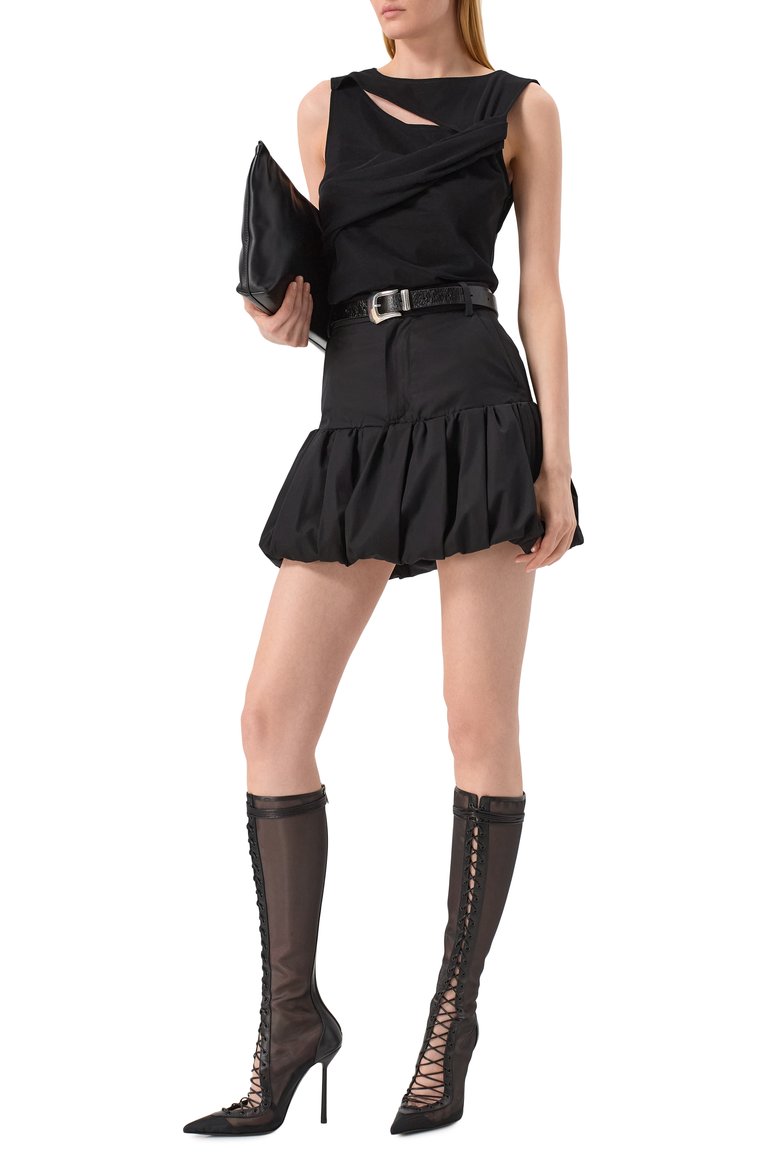 Женская хлопковая юбка DSQUARED2 черного цвета, арт. S72MA1027/S35244 | Фото 2 (Материал внешний: Хлопок; Длина Ж (юбки, платья, шорты): Мини; Стили: Кэжуэл; Автоматизация ТО: Проставлено; Автоматизация состава: Проставлено)