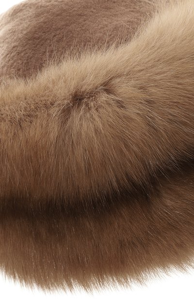 Меховая шапка из норки и соболя VICTORIA KUSENKOVA светло-коричневого цвета по цене 336600 руб., арт. 061913694455, фото 4 Меховая шапка из норки и соболя VICTORIA KUSENKOVA, арт. 061913694455, фото 4