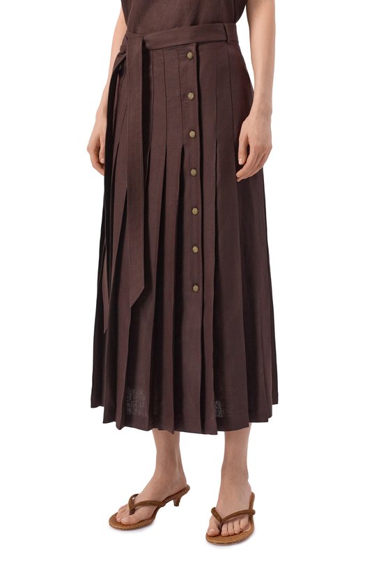 Льняная юбка Loro Piana FAP2896 Коричневый  FAP2896 Фото 3