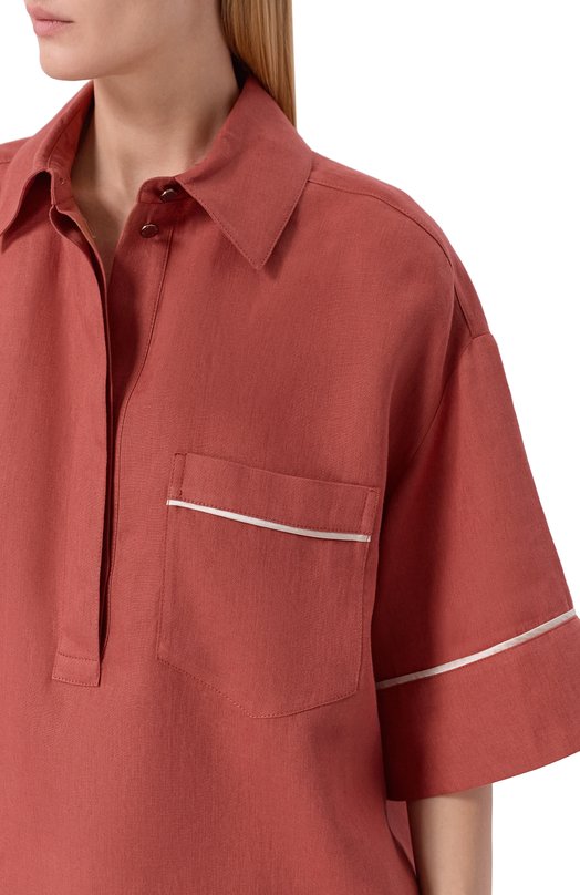 Льняная рубашка Agnona TD1109E/U3049E Красный  TD1109E/U3049E Фото 5