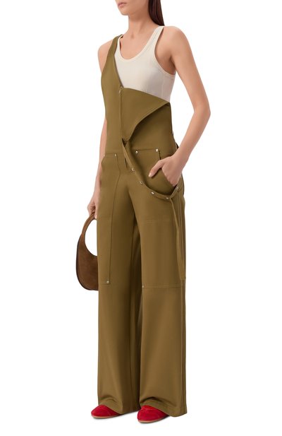 Хлопковый комбинезон MSGM хаки цвета по цене 59800 руб., арт. 4041MDA10/267104, фото 2 Хлопковый комбинезон MSGM, арт. 4041MDA10/267104, фото 2