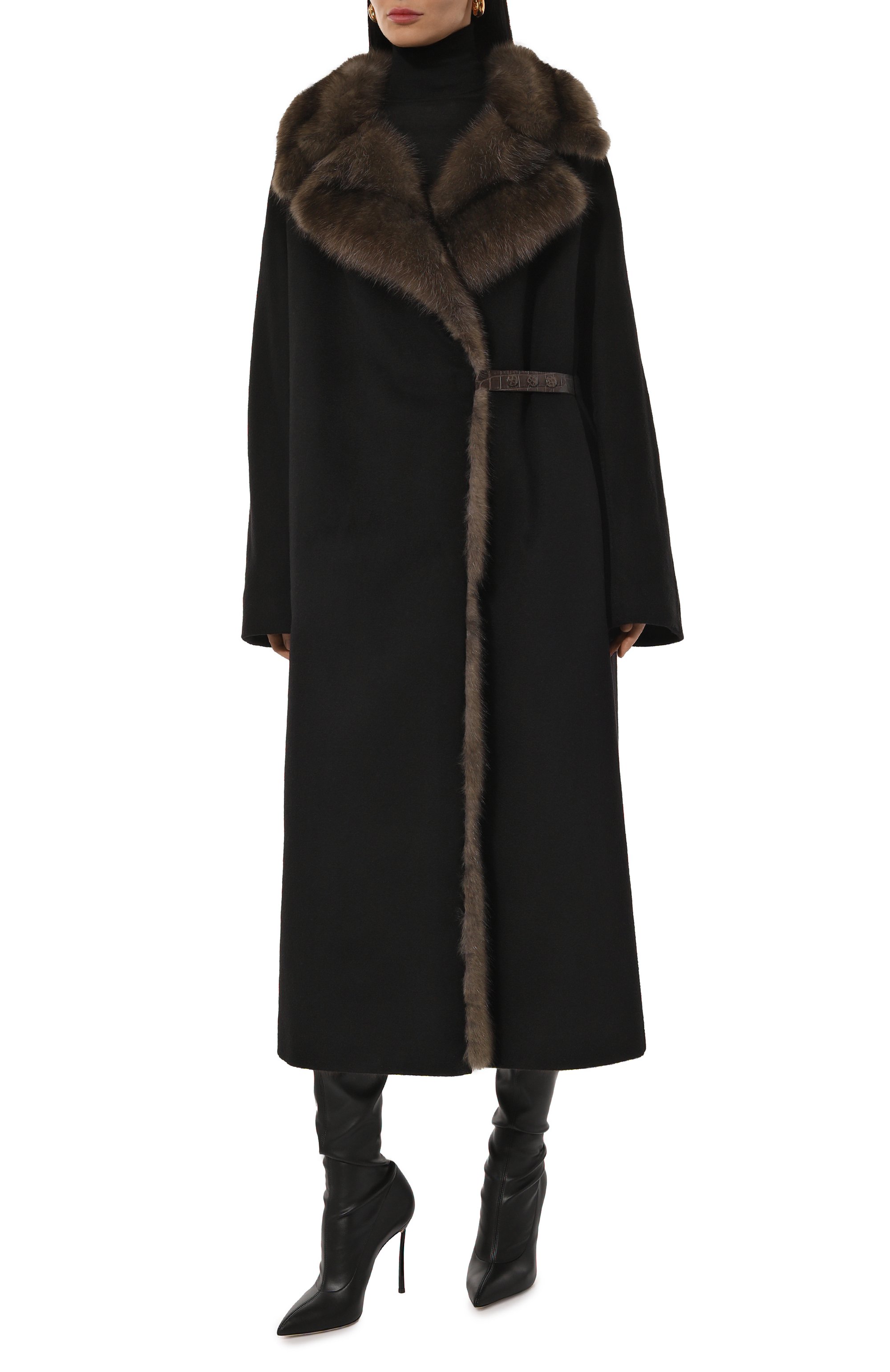 Кашемировое пальто с подкладкой из меха соболя BONANNA, арт. МПК001Ч, фото 3