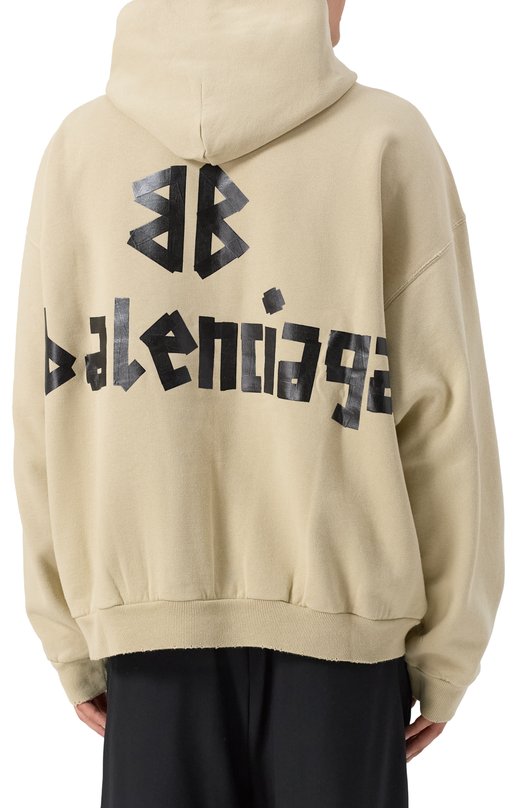 Хлопковое худи Balenciaga 744441/TSV86 Бежевый  744441/TSV86 Фото 4