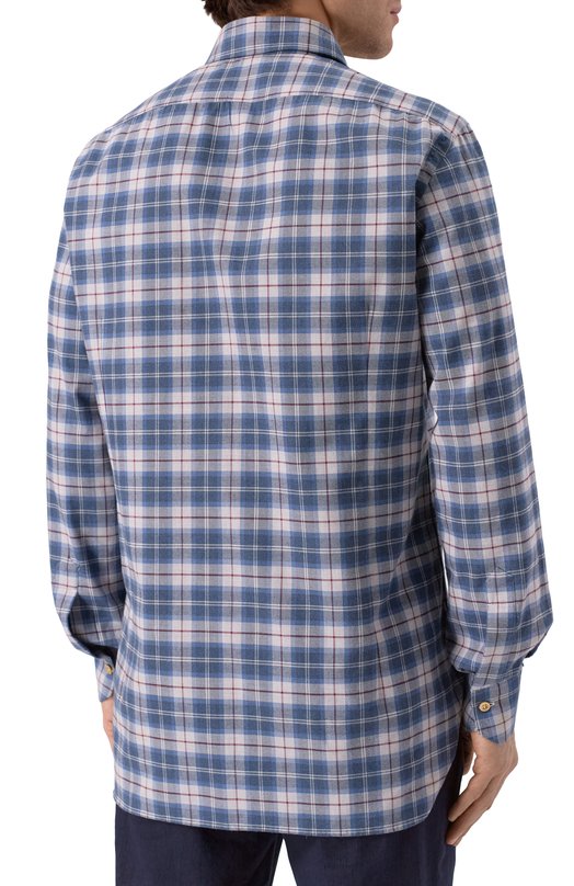 Хлопковая рубашка Kiton UCCH0943902 Голубой  UCCH0943902 Фото 4