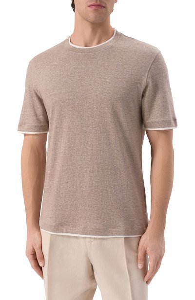 Футболка изо льна и хлопка BRUNELLO CUCINELLI, арт. MW8357427, фото 3