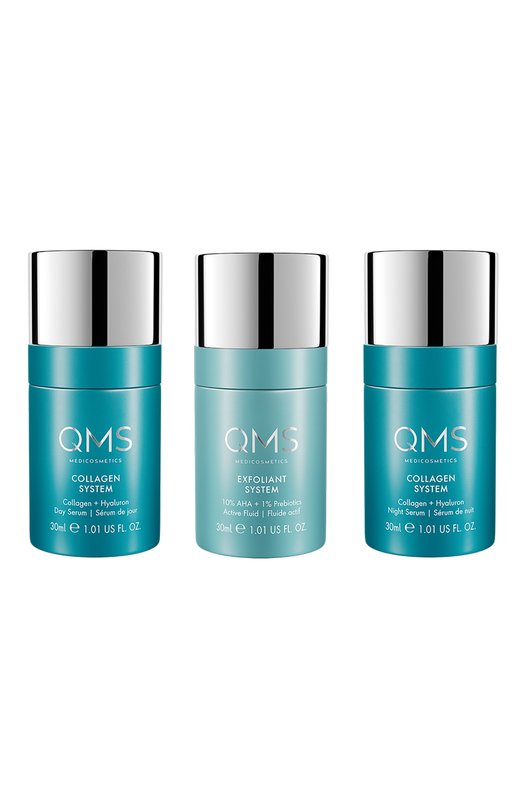 фото Набор "интенсивное обновление" c коллагеном collagen + exfoliant set strong (3x30ml) qms medicosmetics