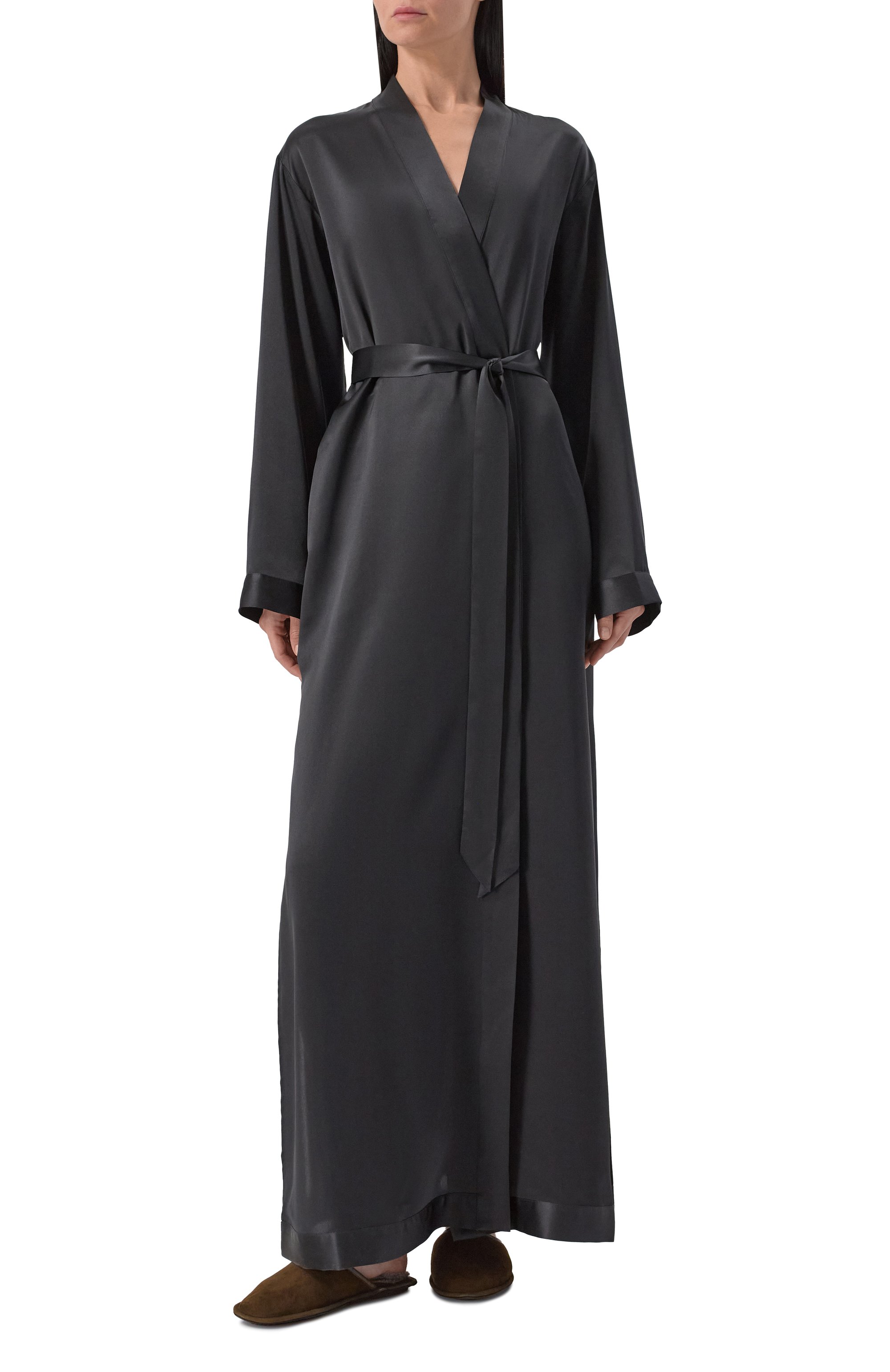 Шелковый халат LIVY черного цвета по цене 95360 руб., арт. 655266105, фото 3 Шелковый халат LIVY, арт. 655266105, фото 3