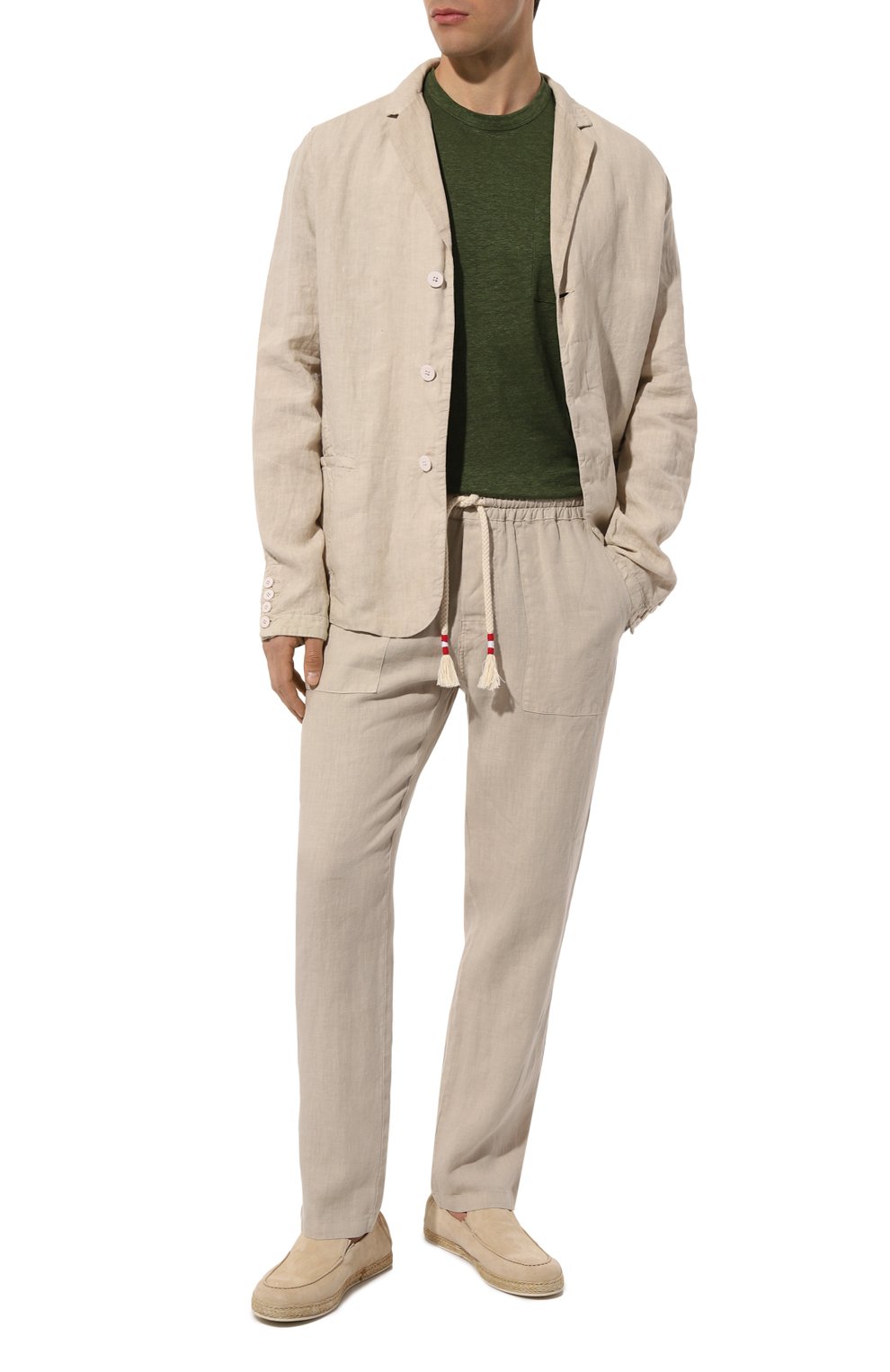 Льняная футболка MC2 SAINT BARTH темно-зеленого цвета по цене 12650 руб., арт. STBM ECSTASEA/ECS0001/02925B, фото 2 Льняная футболка MC2 SAINT BARTH, арт. STBM ECSTASEA/ECS0001/02925B, фото 2