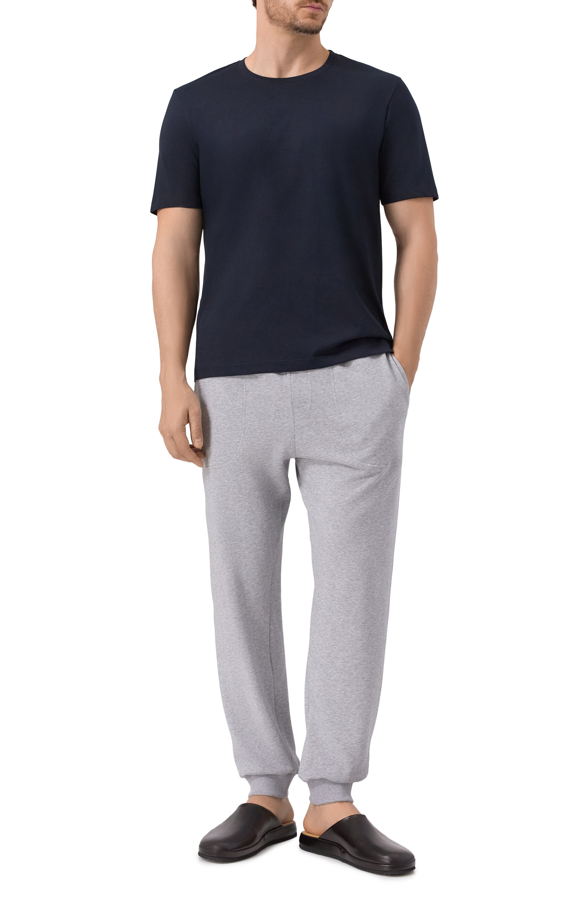 Хлопковая футболка HANRO темно-синего цвета по цене 9660 руб., арт. 075050., фото 2 Хлопковая футболка HANRO, арт. 075050., фото 2