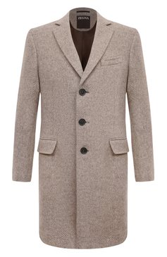 Мужской шерстяное пальто ZEGNA светло-бежевого цвета, арт. 4GJ3G0/689729A6 | Фото 1 (Длина (верхняя одежда): До середины бедра; Драгоценные камни: Проставлено; Материал внешний: Шерсть; Материал сплава: Проставлено; Рукава: Длинные; Стили: Кэжуэл; Мужское Кросс-КТ: пальто-верхняя одежда; 1-2-бортные: Однобортные)