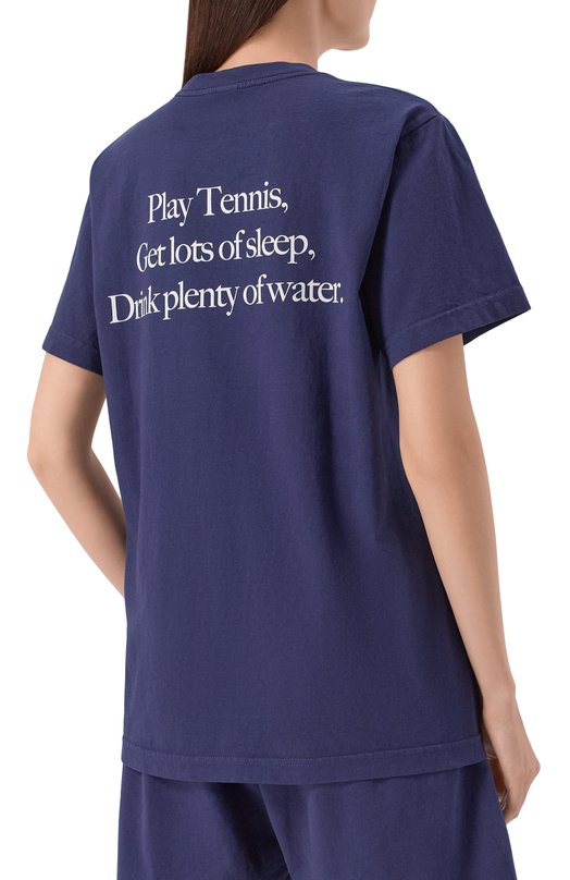 Хлопковая футболка Sporty and Rich T0043621425BL106 Синий  T0043621425BL106 Фото 4