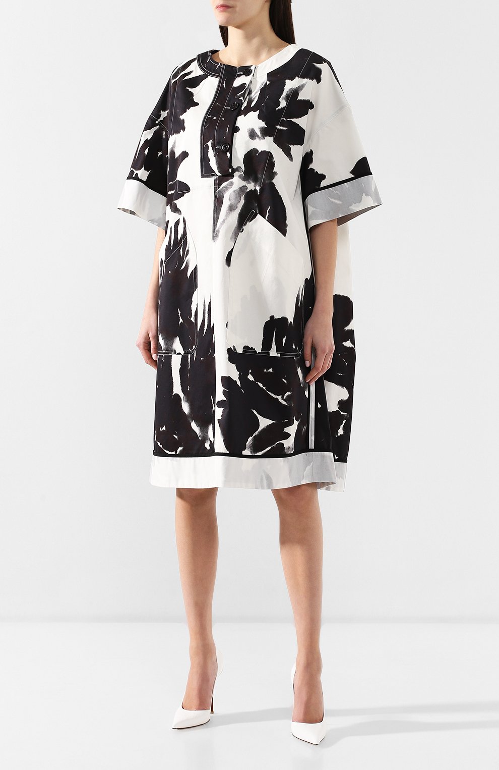 Хлопковое платье DRIES VAN NOTEN черно-белого цвета по цене 96550 руб., арт. 191-31012-7101, фото 3 Хлопковое платье DRIES VAN NOTEN, арт. 191-31012-7101, фото 3