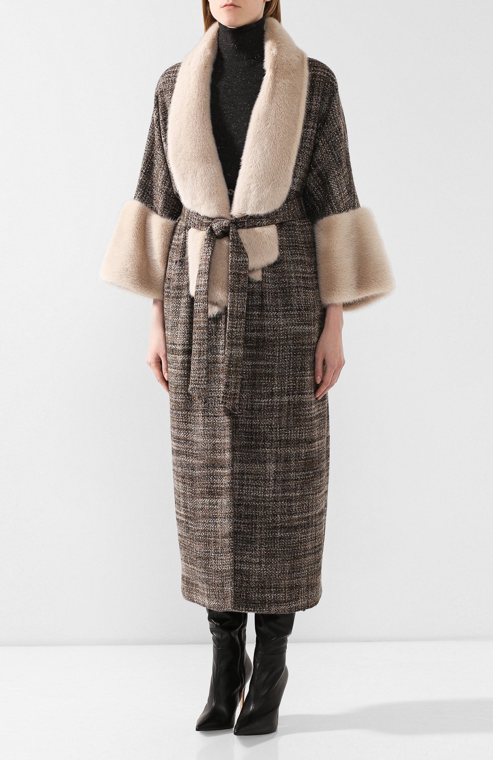 Пальто из смеси кашемира и шелка KITON, арт. D48603K04S00, фото 3