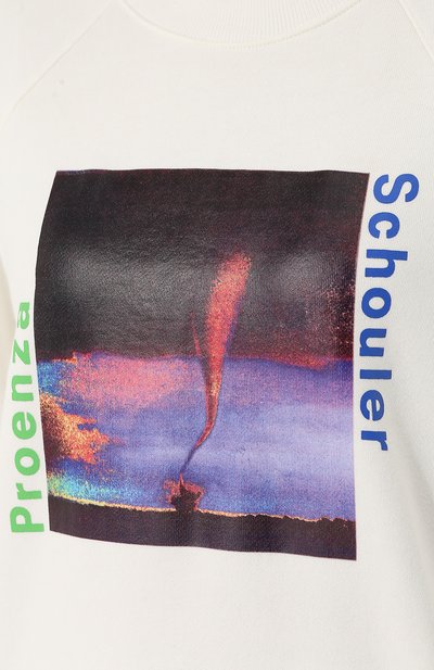 Хлопковый пуловер с круглым вырезом и принтом PROENZA SCHOULER, арт. WL1834079-JCP70S, фото 5