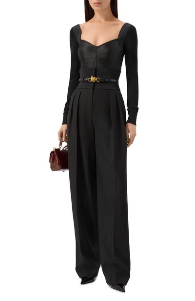 Шерстяные брюки DOLCE & GABBANA черного цвета по цене 226500 руб., арт. FTDQKT/FR22A, фото 2 Шерстяные брюки DOLCE & GABBANA, арт. FTDQKT/FR22A, фото 2