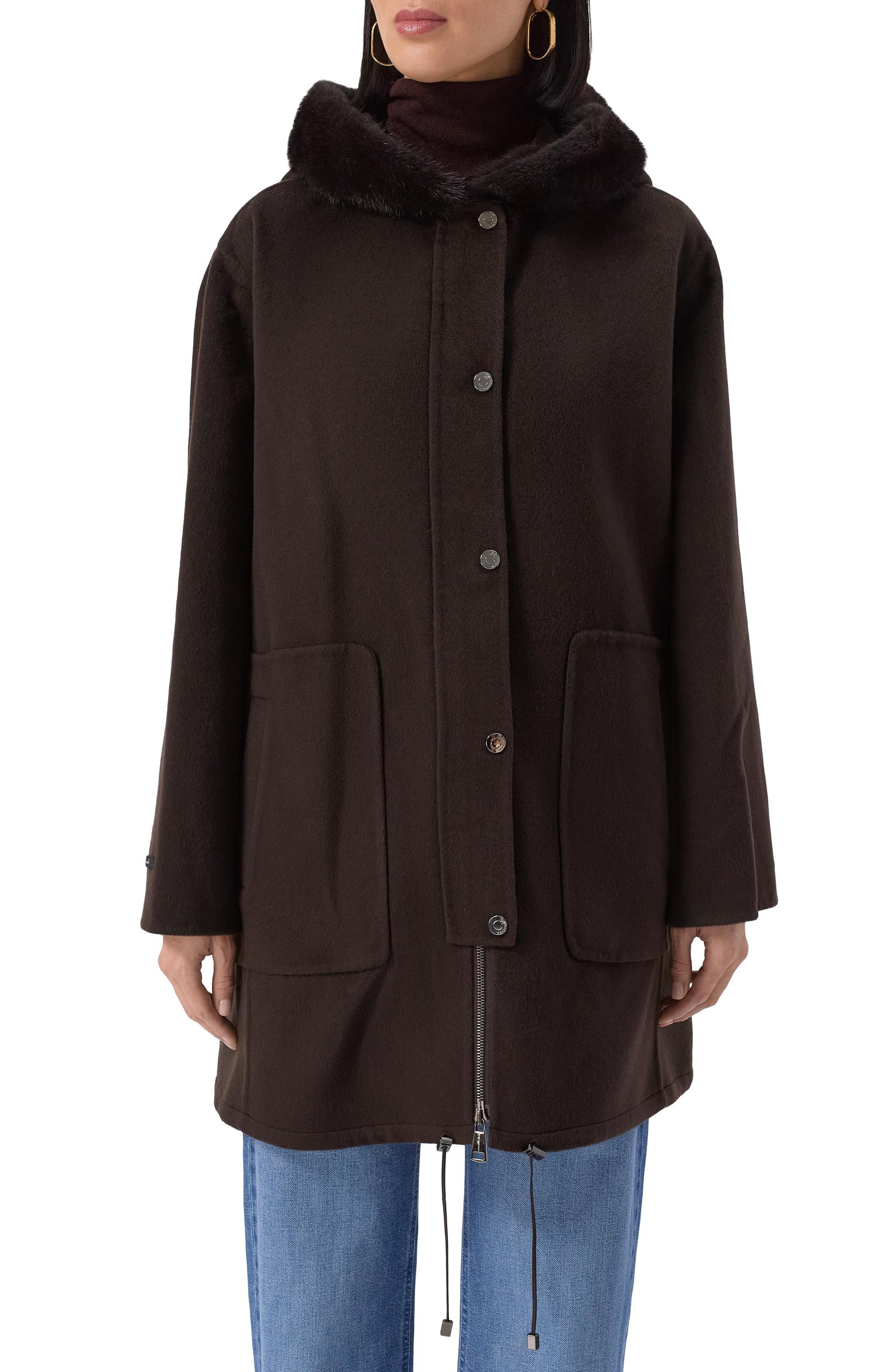 Па рка из шерсти и кашемира MANZONI24, арт. 25M1574-DB1V/48, фото 3